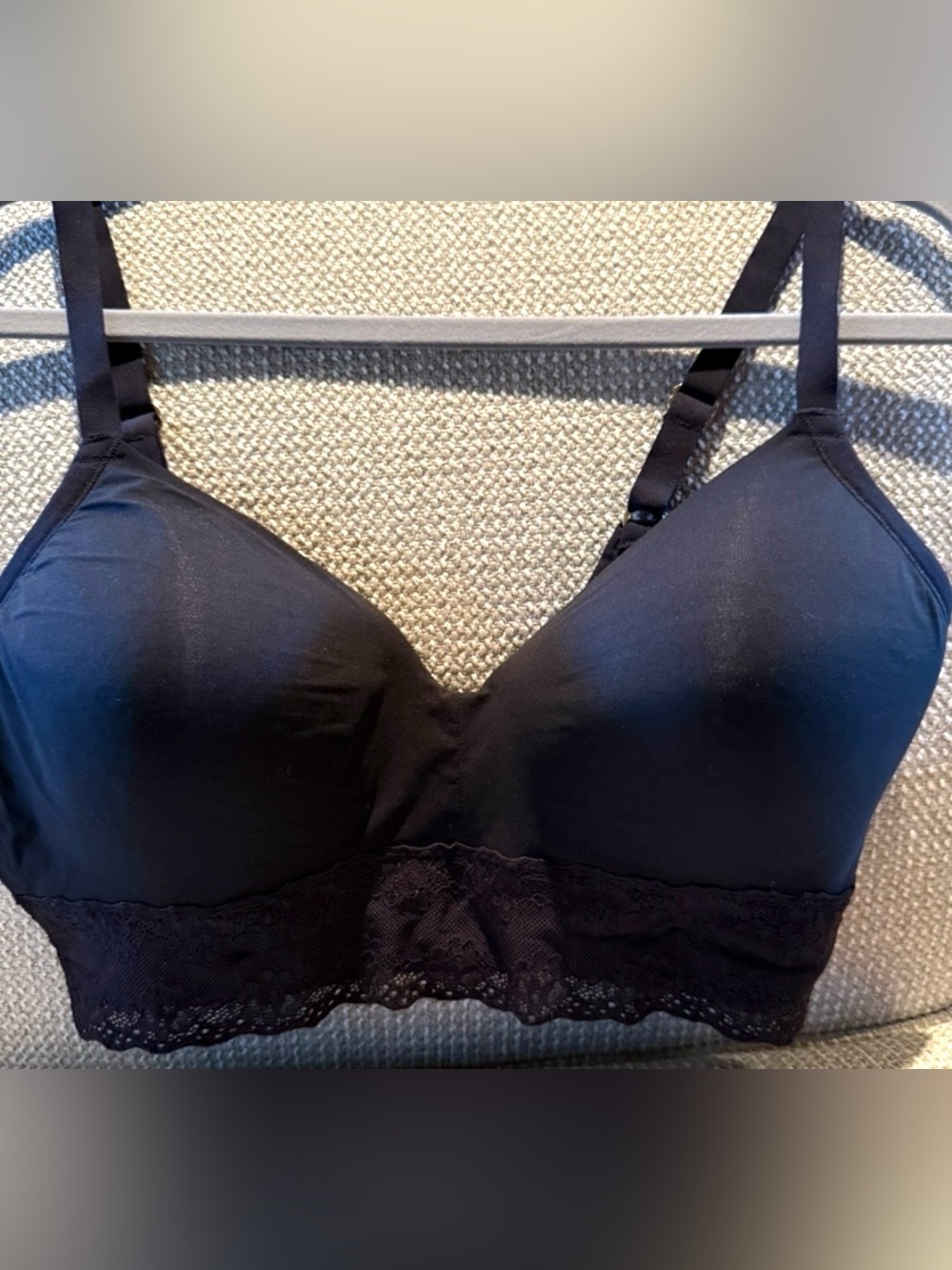 Natori Black Sz 34 DDD Wireless Lace-Trim Bra